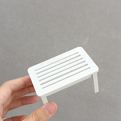 木製ティーテーブルミニチュア装飾品  マイクロランドスケープホームドールハウスアクセサリー  小道具の装飾のふりをする  ホワイト  74x48x43mm&nbsp;PW-WGCBA37-01