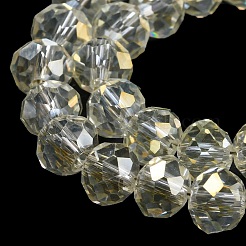 電気メッキ透明ガラスビーズ連売り  フル虹メッキ  多面カット  ロンデル  透明  2.5x2mm  穴：0.4mm  約199個/連  13.4インチ（34cm）&nbsp;EGLA-A034-T1mm-T16