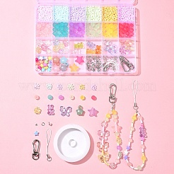 Verre avec perles acryliques transparentes pour kit de fabrication de chaîne de téléphone portable&nbsp;DIY-FS0006-74A