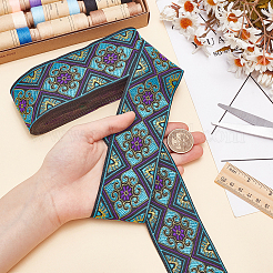 Жаккардовая лента из полиэстера с цветами для аксессуаров одежды&nbsp;OCOR-WH0097-24B