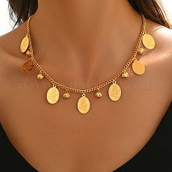 Элегантные латунные геометрические овальные цветочные нагрудные ожерелья для женщин на каждый день BW2179