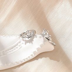 Серьги-кольца из латуни с прозрачным фианитом EJEW-Q014-27P