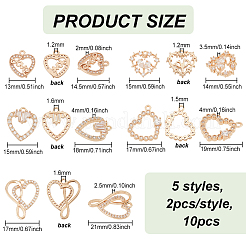 10 шт. 5 стиля латунных подвесок с микропаве из прозрачного кубического циркония&nbsp;ZIRC-BC0001-19