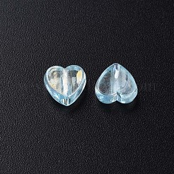 透明なアクリルビーズ  ABカラーメッキ  ハート  空色  7.5x8x3mm  穴：1.8mm  約3620個/500g&nbsp;MACR-S373-114-C07