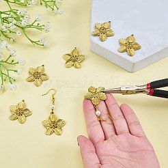 304ステンレススチールペンダント10個  花のチャーム  ゴールドカラー  31.5x30x3mm  穴：1.8mm&nbsp;STAS-SZ0003-53A