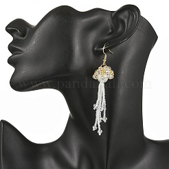 Серьги-подвески в форме медузы из стеклянных бусин из нержавеющей стали 304&nbsp;EJEW-MZ00553-03