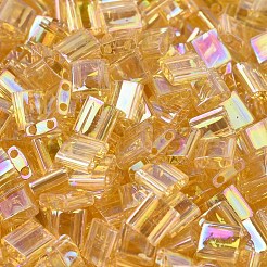 MIYUKIティラビーズ  日本製シードビーズ  2穴  （TL251)透明ライトトパーズab  5x5x1.9mm  穴：0.8mm  約1180個/100g&nbsp;SEED-J020-TL0251