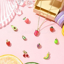 10 шт. 10 стили подвесок из эмали с изображением фруктов из латуни&nbsp;KK-CJ0004-02