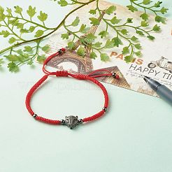 女性のためのヒョウ真鍮マイクロパヴェキュービックジルコニア編組ビーズブレスレット  レッド  ミックスカラー  内径：2-1/4~3.74インチ（5.6~9.5cm）&nbsp;BJEW-JB06981