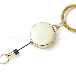 宝石キーホルダー  合金バッジリールと真鍮キーチェーン留め具付き  フラットラウンド  107mm&nbsp;KEYC-JKC01076-05