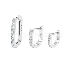 Элегантные серебряные серьги-кольца овальной формы s925 с микро-инкрустацией циркония UO7347-2