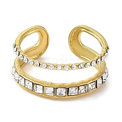 Bague ouverte en acier inoxydable 304 avec placage ionique (IP) pour femme&nbsp;RJEW-F166-09G-02