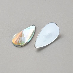 アクリルラインストーンカボション  フラットバック＆バックメッキ  ティアドロップ  透明  17.5x8.5x5mm  50個/セット&nbsp;GACR-WH20002-01A