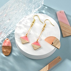 20шт 5 стильные полукруглые подвески из смолы и дерева&nbsp;RESI-LS0001-45