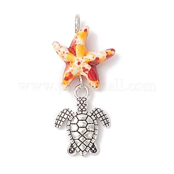 7 шт. 7 стиля синтетических окрашенных бирюзовых морских звезд и сплава морских животных&nbsp;PALLOY-JF03754