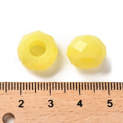 レジンヨーロピアンビーズ  大穴ビーズ  多面カット  ロンデル  きいろ  13.5x8mm  穴：5.5mm&nbsp;RESI-B020-06H