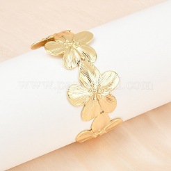 Браслеты-манжеты с цветком из латуни для женщин&nbsp;BJEW-A090-01G