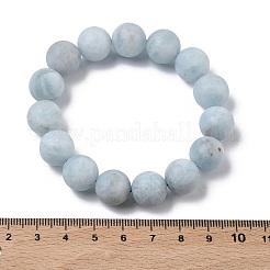 Браслеты из натуральных матовых круглых бусин аквамарина для женщин&nbsp;BJEW-Z158-01