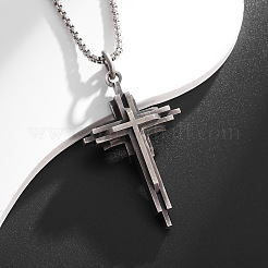 Collares con colgante de cruz en capas de aleación religiosa unisex&nbsp;WG392DA-01