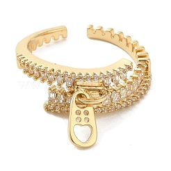 Латунные микро проложить манжеты кольца кубического циркония RJEW-E295-48G-02