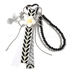 Подвеска в виде ангела-цветка из полиэфирного кружева HJEW-JM04335-01