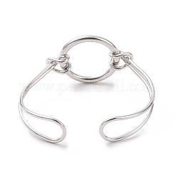 Браслет-манжета с круглым кольцом из латуни BJEW-F445-16P