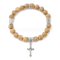 Браслеты с подвесками из сплава крестов BJEW-JB12357-01