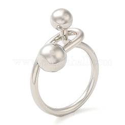 Латунные кольца на палец с круглыми бусинами RJEW-M153-01P