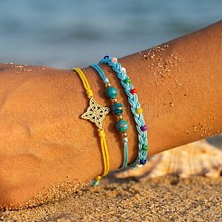 Verstellbares Armband-Set im sommerlichen Strandstil mit synthetischen grünen Türkisperlen und Imperial-Steinen&nbsp;UQ9789-2