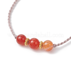 Браслеты из бисера из натурального полосатого агата для женщин BJEW-JB11979