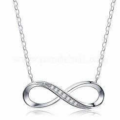 Colliers avec pendentif en forme de 8 en argent sterling plaqué rhodium et 925 zircones cubiques pour femmes&nbsp;NJEW-BB72241
