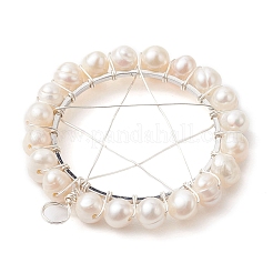 Pendenti ad anello con perline rotonde di perle d'acqua dolce naturali coltivate&nbsp;PALLOY-JF02616-02