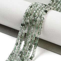 Нити бусин из натурального зеленого рутилированного кварца G-H042-B13-01