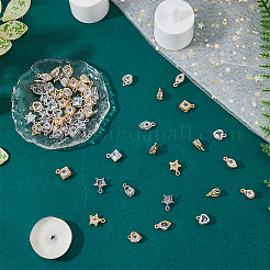 60 шт. 10 стиля подвески из сплава с прозрачным кубическим цирконием ZIRC-FH0001-46