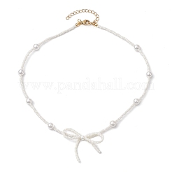 Ожерелья из бисера с бантом NJEW-TA00153