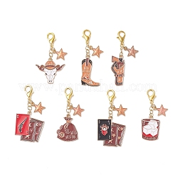 Подвесные украшения из эмали из сплава 7 шт.&nbsp;HJEW-JM04309