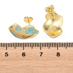 Boucles d'oreilles à clous irrégulières en laiton émaillé&nbsp;EJEW-K249-14G-05