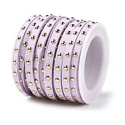 スエード調コード  ゴールデントーン合金リベット付き  パンクロックジュエリーには  ライラック  5x2.5mm  約5.46ヤード（5m）/ロール&nbsp;LW-Q016-5mm-1072