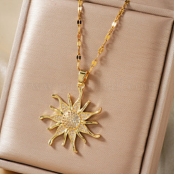 Винтажные элегантные латунные ожерелья с подвесками в виде подсолнуха с микропаве из кубического циркония HC3045