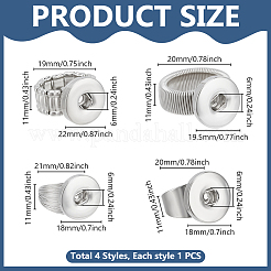 4 Stück 4 Stile Legierung austauschbare Snap Stretch Ring Einstellungen&nbsp;RJEW-DR0001-06A