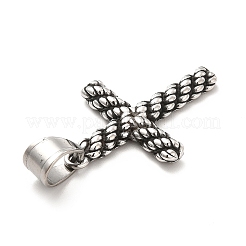 304ステンレスペンダント  クロスチャーム  アンティークシルバー  32x22x3mm  穴：8x5mm&nbsp;STAS-K243-08AS