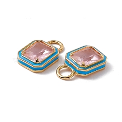 Rechteckige Anhänger aus rosa Glas&nbsp;KK-I696-10G-02