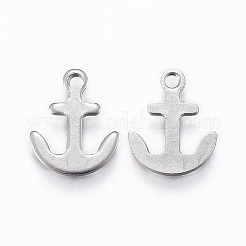 変色しにくい201ステンレススチールチャーム  アンカー  ステンレス鋼色  12x9.5x0.8mm  穴：1.2mm&nbsp;STAS-L197-11P