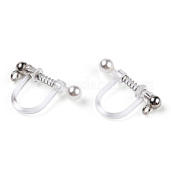 Convertisseur de boucle d'oreille clip en résine avec passants & perle imitation plastique abs&nbsp;STAS-T064-01P