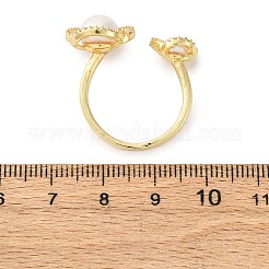 Латунь с натуральным жемчугом регулируемые манжеты RJEW-Q023-03G