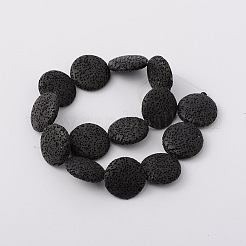 Нити синтетических бусин из лавового камня из чечевицы G-N0100-18