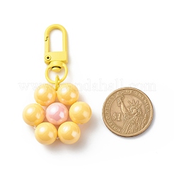 Decorazioni pendenti con fiori di perline rotonde in acrilico&nbsp;HJEW-JM00731