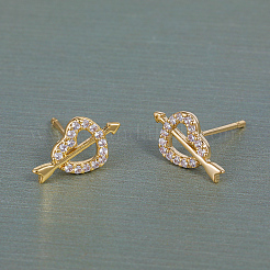 Элегантные латунные серьги-гвоздики в форме сердечка купидона AJ1399