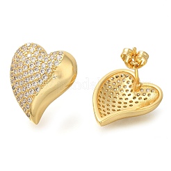 Серьги-гвоздики с прозрачным паве из латуни с кубическим цирконием&nbsp;EJEW-M088-08G-02