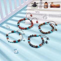 Bracelet en pierres précieuses naturelles et turquoises synthétiques et perles de bois tressées&nbsp;BJEW-JB08406